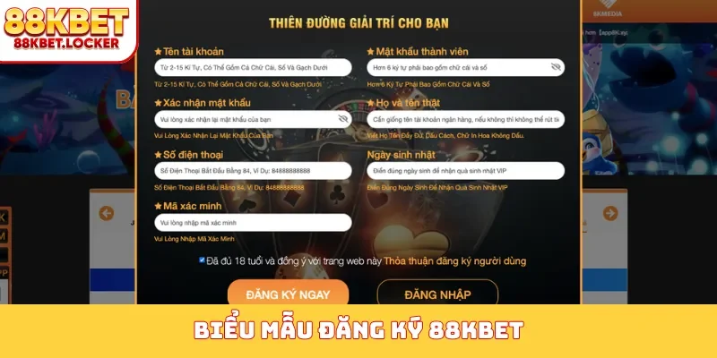 Biểu mẫu đăng ký 88KBET
